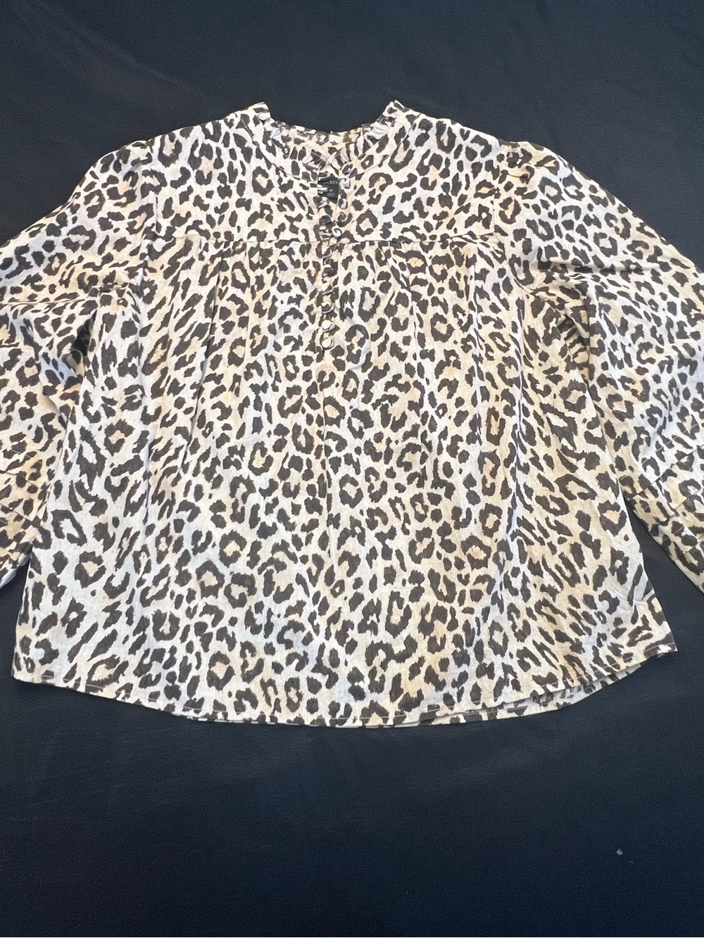 J. Crew Leopard Animal Print Balloon Sleeve Blouse size Medium